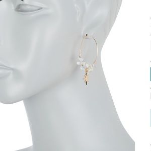 Stephan & Co Semi Precious Star Hoop Earrings